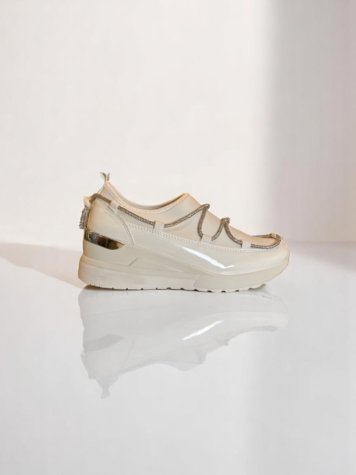Atalina White Chunky Glam Sneakers